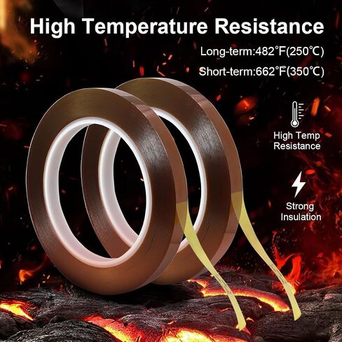 RAMWAY Heat Resistant Tape, 15mm x 300ft, 2 Rolls, Brown Sublimation Transfer Adhesive for Electronics Soldering Circuit Board Protection, Parts for Scinece Technology, Lithiium Battery DIY in Saudi Arabia