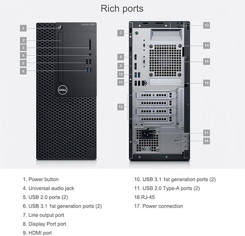 أجهزة الكمبيوتر المكتبية Dell Optiplex 3060 Mini Tower، Intel i5-8400 2.8 جيجا هرتز، ذاكرة وصول عشوائي 16 جيجا، 512 جيجا SSD، لوحة مفاتيح وماوس، واي فاي USB، Win11 Pro (متجدد) in Kuwait