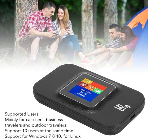 نقطة اتصال متنقلة 3G 4G، أجهزة توجيه الإنترنت بشاشة ملونة مع فتحة بطاقة SIM صغيرة، توصيل ما يصل إلى 10 أجهزة، بطارية 3650 مللي أمبير في الساعة، للهاتف اللوحي والكمبيوتر المحمول (أسود) in Saudi Arabia