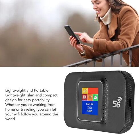 نقطة اتصال متنقلة 3G 4G، أجهزة توجيه الإنترنت بشاشة ملونة مع فتحة بطاقة SIM صغيرة، توصيل ما يصل إلى 10 أجهزة، بطارية 3650 مللي أمبير في الساعة، للهاتف اللوحي والكمبيوتر المحمول (أسود) in Saudi Arabia