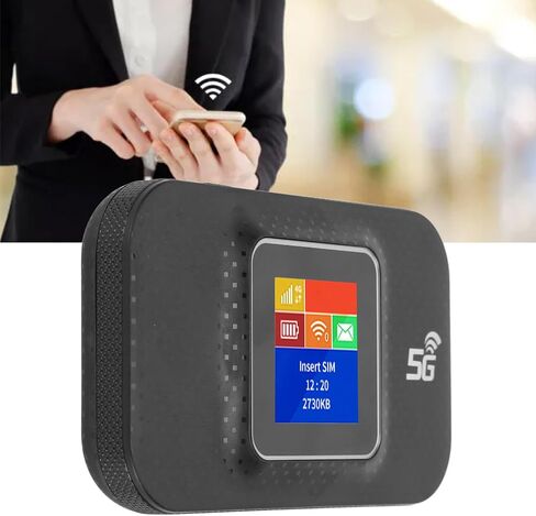 نقطة اتصال متنقلة 3G 4G، أجهزة توجيه الإنترنت بشاشة ملونة مع فتحة بطاقة SIM صغيرة، توصيل ما يصل إلى 10 أجهزة، بطارية 3650 مللي أمبير في الساعة، للهاتف اللوحي والكمبيوتر المحمول (أسود) in Saudi Arabia