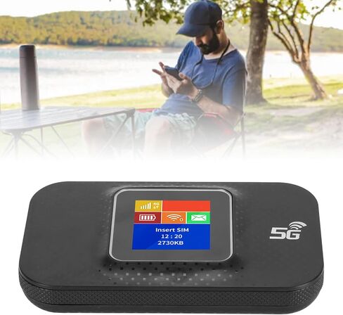 نقطة اتصال متنقلة 3G 4G، أجهزة توجيه الإنترنت بشاشة ملونة مع فتحة بطاقة SIM صغيرة، توصيل ما يصل إلى 10 أجهزة، بطارية 3650 مللي أمبير في الساعة، للهاتف اللوحي والكمبيوتر المحمول (أسود) in Saudi Arabia