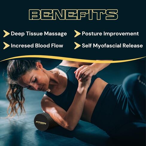 أسطوانة الرغوة Fitnation-أسطوانة العضلات الرغوية عالية الكثافة-بكرات رغوة محكم لتدليك العضلات ، والتمدد ، واليلاتيس ، واليوغا in Saudi Arabia