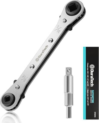 DURATECH HVAC Service Wrench, Refrigeration Wrench, 4 IN 1 Service Wrench, 3/16", 1/4", 5/16", 3/8", for Air Conditioning, Refrigeration Equipment, with Hex Bit Adapter in Saudi Arabia