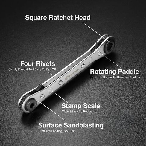 DURATECH HVAC Service Wrench, Refrigeration Wrench, 4 IN 1 Service Wrench, 3/16", 1/4", 5/16", 3/8", for Air Conditioning, Refrigeration Equipment, with Hex Bit Adapter in Saudi Arabia