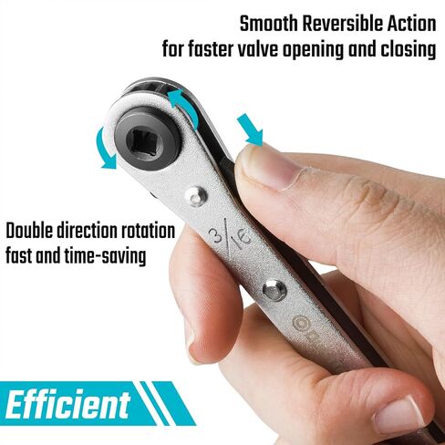 DURATECH HVAC Service Wrench, Refrigeration Wrench, 4 IN 1 Service Wrench, 3/16", 1/4", 5/16", 3/8", for Air Conditioning, Refrigeration Equipment, with Hex Bit Adapter in Saudi Arabia