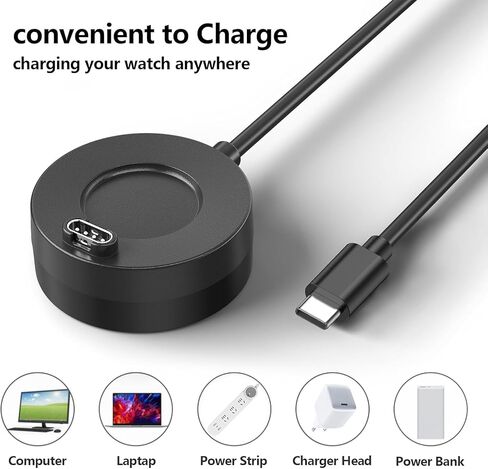 Compatible for Garmin Venu X1 Watch Charger, 3.3FT Replacement Smart Watch USB C Fast Charging Dock Stand (Black) in Kuwait