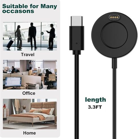 Compatible for Garmin Venu X1 Watch Charger, 3.3FT Replacement Smart Watch USB C Fast Charging Dock Stand (Black) in Kuwait