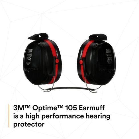 3M H10A Peltor Optime 105 Over the Head Earmuff, Ear Protectors, Hearing Protection, NRR 30 dB,Black, Red in Kuwait