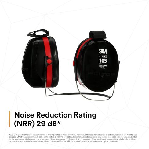 3M H10A Peltor Optime 105 Over the Head Earmuff, Ear Protectors, Hearing Protection, NRR 30 dB,Black, Red in Kuwait