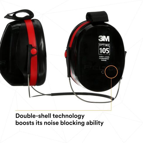3M H10A Peltor Optime 105 Over the Head Earmuff, Ear Protectors, Hearing Protection, NRR 30 dB,Black, Red in Kuwait