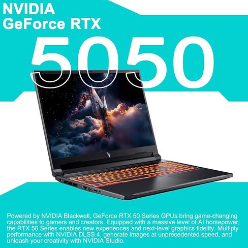 كمبيوتر محمول للألعاب acer Nitro V 16 AI مقاس 16 بوصة WUXGA IPS 180 هرتز AMD Zen4 6-core Ryzen 5 240 32 جيجابايت ذاكرة الوصول العشوائي 1 تيرابايت SSD GeForce RTX 5050 (ما يصل إلى 421 سطح AI) بإضاءة خلفية Win11 مع محور ICP in Saudi Arabia