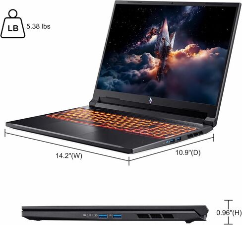 كمبيوتر محمول للألعاب acer Nitro V 16 AI مقاس 16 بوصة WUXGA IPS 180 هرتز AMD Zen4 6-core Ryzen 5 240 32 جيجابايت ذاكرة الوصول العشوائي 1 تيرابايت SSD GeForce RTX 5050 (ما يصل إلى 421 سطح AI) بإضاءة خلفية Win11 مع محور ICP in Saudi Arabia