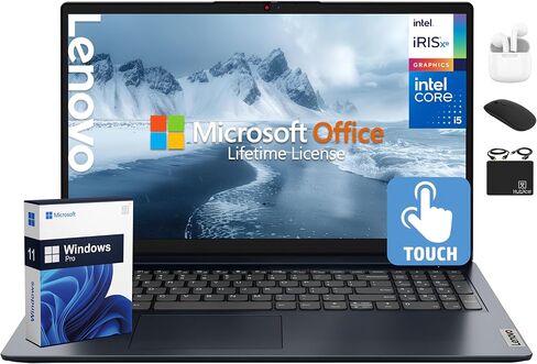 كمبيوتر محمول Lenovo IdeaPad لطلاب الأعمال 2025-2026، مكتب مدى الحياة، كمبيوتر آلي، معالج Intel i5 10-Core، شاشة لمس FHD مقاس 15.6 بوصة، ذاكرة وصول عشوائي 16 جيجابايت، تخزين 1 تيرابايت (512 جيجابايت SSD+500 جيجابايت ملحق)، HubxcelAccessory، Win 11 Pro in Kuwait