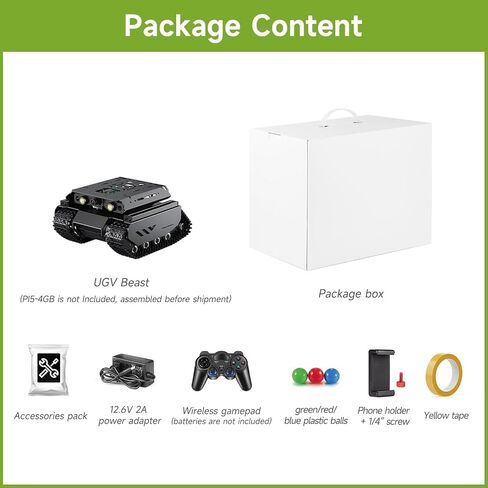 Waveshare Open-Source Off-Road Tracked AI Robot, Compatible with Raspberry Pi 5, Dual Controllers, Computer Vision, PI5-4GB NOT Included in Saudi Arabia