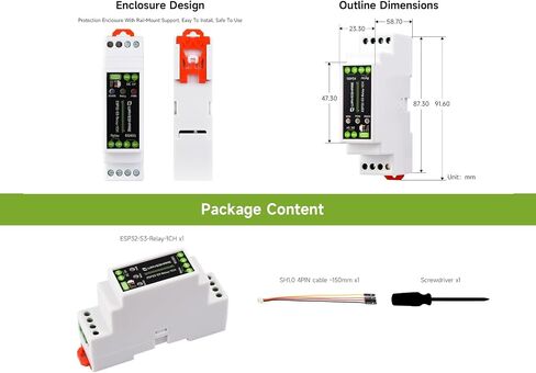 وحدة ترحيل WiFi صناعية 1-Ch ESP32-S3، تدعم التحكم RS485/WIFi/Bluetooth، تصنيف الاتصال للمرحل حتى 10A 250VAC/30VDC، مع دوائر حماية عزل متعددة، حقيبة مثبتة على السكك الحديدية in Saudi Arabia