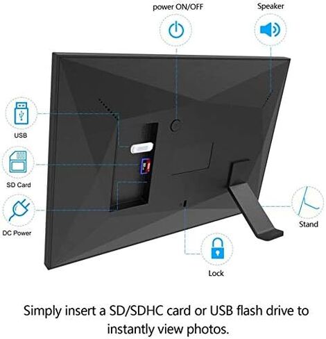 8-inch WiFi Digital Photo Frame - Black, 1280x800 IPS HD Touchscreen, 16GB Storage in Saudi Arabia