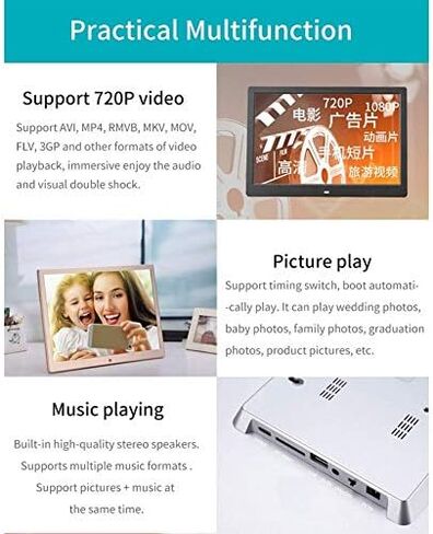 إطار صور رقمي مقاس 10 بوصة - دقة عالية 1024 × 600، يدعم بطاقة USB/SD، مثالي لعيد الميلاد وحفلات الزفاف وأعياد الميلاد. in Saudi Arabia