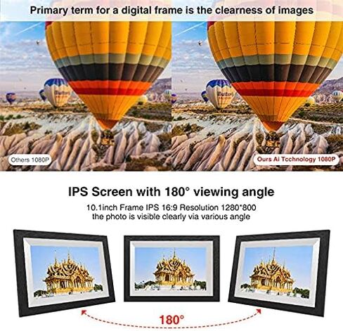 10.1-inch Smart WiFi Digital Photo Frame - 1280x800 IPS Touchscreen, Automatic Rotation, Easy Photo Sharing via App in Saudi Arabia