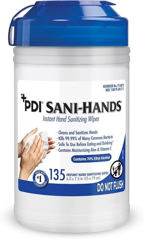 PDI Healthcare P13472 Sani-hands مناديل تعقيم اليد الفورية ، المتوسطة ، 6 "× 7.5" (12 عبدة من 135 مناديل ، 1620 المجموع) in Kuwait
