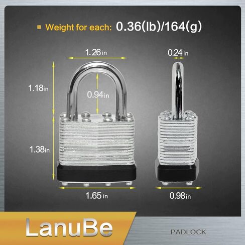 LanuBe Lock Laminated keyed Padlock (1-9/16", 40mm), keyed Alike Locks, Normal Shackle, Pack of 12 in Kuwait