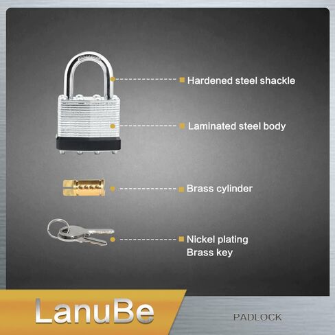 LanuBe Lock Laminated keyed Padlock (1-9/16", 40mm), keyed Alike Locks, Normal Shackle, Pack of 12 in Kuwait