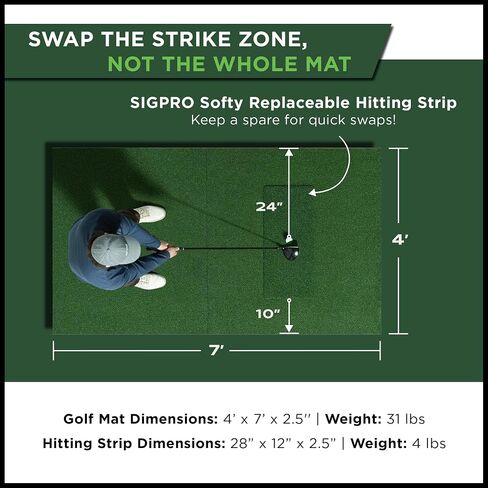 SIGPRO SOFTY GOLF MAT - جودة متميزة ودائمة - لممارسة الجولف الداخلية الواقعية - مصنوعة في الولايات المتحدة الأمريكية in Kuwait