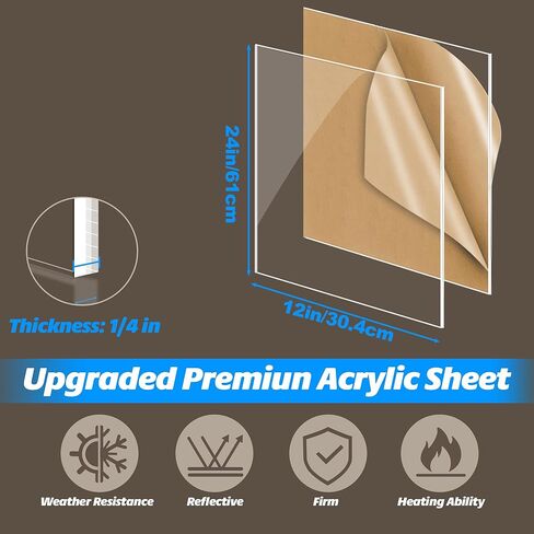 JBR999 صفائح زجاج شبكي مقاس 12 × 12 بوصة 1/8 بوصة صفائح أكريليك شفافة سميكة 3 مم صفائح أكريليك شفافة مصبوبة للعلامات وإضاءة LED وحالات العرض والحاملات واللوحات والنقش بالليزر والحرف اليدوية in Kuwait