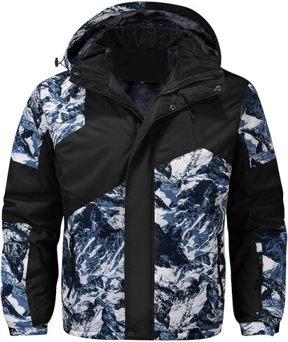 سترة تزلج رجالية من FTIMILD مقاومة للماء للشتاء الدافئ والجبال وسترات ثلج بغطاء للرأس in Kuwait