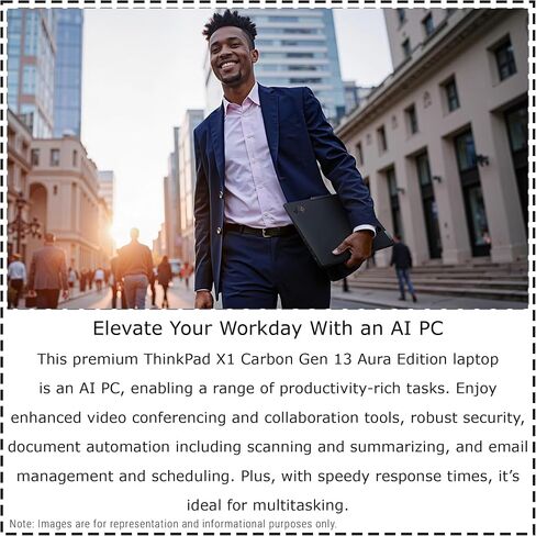 Lenovo Thinkpad X1 Carbon Gen 13 Aura Edition Laptop, Intel Ultra 7-265U, 32 GB LPDDR5x RAM, 2 TB PCIe SSD, 14" WUXGA (1920x1200) Display, Integrated Intel Graphics, Backlit Keyboard, W11 Pro, Black in Saudi Arabia