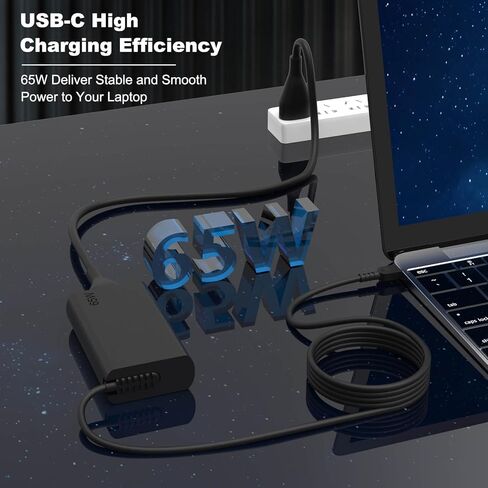 شاحن كمبيوتر محمول USB C جديد نحيف 65 وات متوافق مع Lenovo ThinkPad T14 T15 T16 T480s T580s T490 E480 E580 X1، سلك طاقة Yoga Chromebook من النوع C in Kuwait