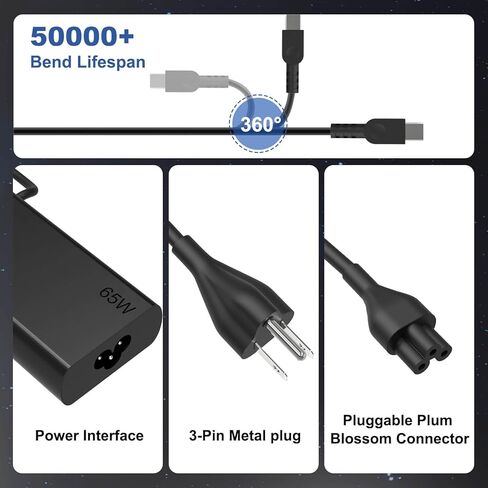 شاحن كمبيوتر محمول USB C جديد نحيف 65 وات متوافق مع Lenovo ThinkPad T14 T15 T16 T480s T580s T490 E480 E580 X1، سلك طاقة Yoga Chromebook من النوع C in Kuwait