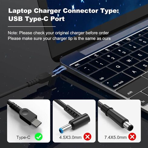 شاحن كمبيوتر محمول USB C جديد نحيف 65 وات متوافق مع Lenovo ThinkPad T14 T15 T16 T480s T580s T490 E480 E580 X1، سلك طاقة Yoga Chromebook من النوع C in Kuwait