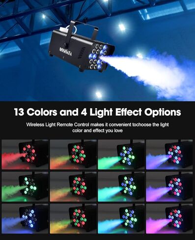 آلة الضباب Mosfiata مع مصابيح LED Smoke Machine 600W RGB ، 2300 رذاذ CFM ، التحكم عن بعد ، مثالي لعيد الهالوين ، عيد الميلاد ، حفل زفاف ، حفلة ، نادي ، دي جي آثار المرحلة in Kuwait