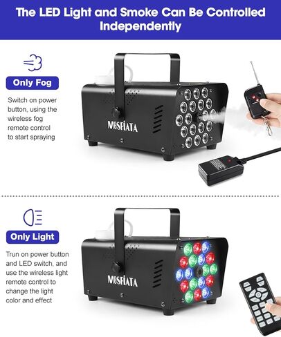 آلة الضباب Mosfiata مع مصابيح LED Smoke Machine 600W RGB ، 2300 رذاذ CFM ، التحكم عن بعد ، مثالي لعيد الهالوين ، عيد الميلاد ، حفل زفاف ، حفلة ، نادي ، دي جي آثار المرحلة in Kuwait