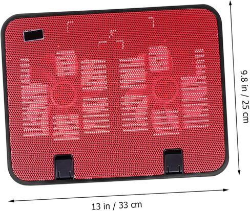 قاعدة تبريد للكمبيوتر المحمول، مراوح مزدوجة هادئة، حامل يعمل بمنفذ USB مع تصميم منزلق لأجهزة الكمبيوتر المحمولة وأجهزة الكمبيوتر المحمولة، مبرد مريح خفيف الوزن باللون الأحمر in Kuwait