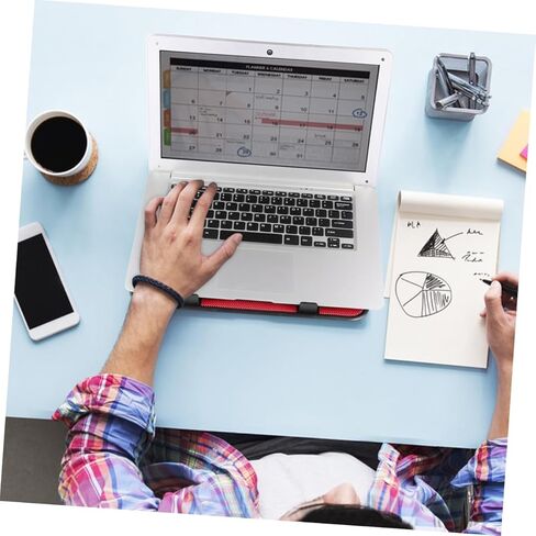 قاعدة تبريد للكمبيوتر المحمول، مراوح مزدوجة هادئة، حامل يعمل بمنفذ USB مع تصميم منزلق لأجهزة الكمبيوتر المحمولة وأجهزة الكمبيوتر المحمولة، مبرد مريح خفيف الوزن باللون الأحمر in Kuwait