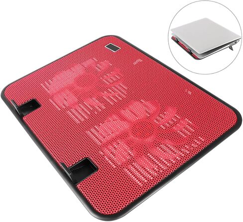 قاعدة تبريد للكمبيوتر المحمول، مراوح مزدوجة هادئة، حامل يعمل بمنفذ USB مع تصميم منزلق لأجهزة الكمبيوتر المحمولة وأجهزة الكمبيوتر المحمولة، مبرد مريح خفيف الوزن باللون الأحمر in Kuwait