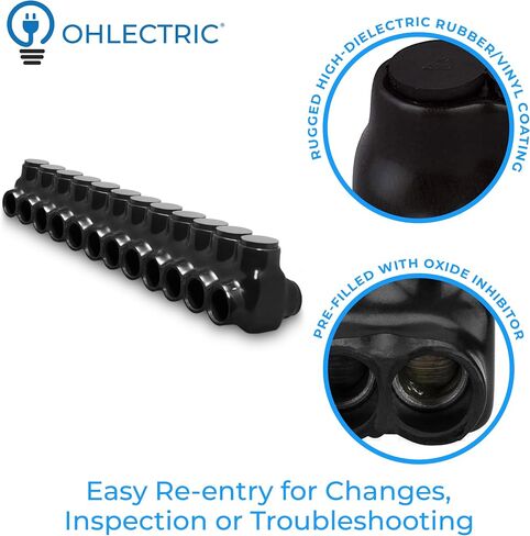 Ohlectric 2 Pack - موصل سلك معزول 10 مدخل جانبي مزدوج للمنفذ لمدة 250-6 مجموعة من الأسلاك مع المسمار السداسي 5/16 ، مملوءة مسبقًا بمثبط أكسيد - موصلات سلكية ، موصلات كهربائية ، صنبور الأسلاك in Saudi Arabia