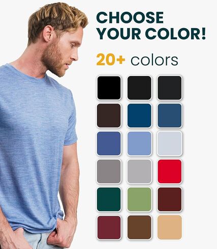 تي شيرت رجالي من صوف ميرينو من Merino.tech - طبقة أساسية خفيفة الوزن من صوف ميرينو العضوي بنسبة 100% in Kuwait
