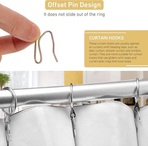 Stainless Steel Curtain Hooks - Rustproof Silver Hooks for Door/Shower/Window Curtains-100Pcs (Silver) in Saudi Arabia