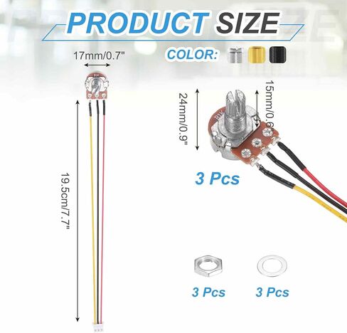 Meccanixity 3pcs WH-148 Potentiometer 3pins B50K ± 20 ٪ أوم الخطي الدوار الدوار المقياس XH2.54 مقاوم المقاوم المتغير مع 3 مقابض من الألومنيوم لمعدات الصوت ، إلكترونيات DIY in Saudi Arabia