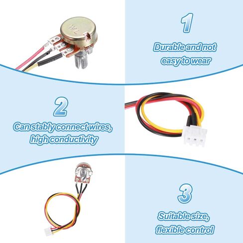Meccanixity 3pcs WH-148 Potentiometer 3pins B50K ± 20 ٪ أوم الخطي الدوار الدوار المقياس XH2.54 مقاوم المقاوم المتغير مع 3 مقابض من الألومنيوم لمعدات الصوت ، إلكترونيات DIY in Saudi Arabia
