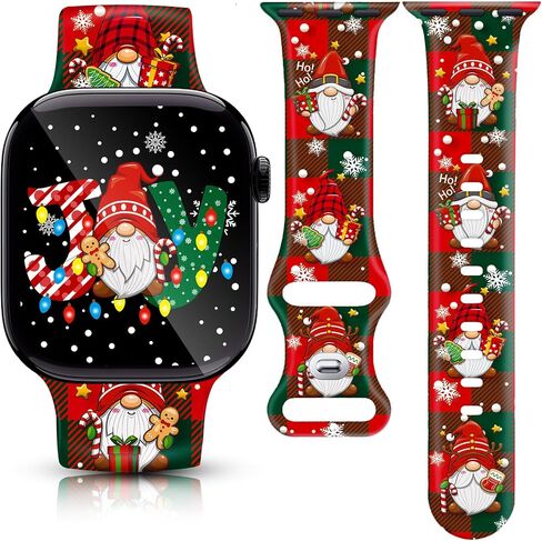 Christmas watch Bands for Apple Watch, Compatible with Series 1-11 SE SE3 Ultra, 38mm-49mm, Holiday Design with Santa, Snowman, Gnome, Reindeer, Plaid, Snowflake Pattern in Saudi Arabia