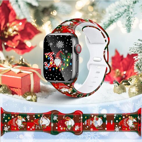 Christmas watch Bands for Apple Watch, Compatible with Series 1-11 SE SE3 Ultra, 38mm-49mm, Holiday Design with Santa, Snowman, Gnome, Reindeer, Plaid, Snowflake Pattern in Saudi Arabia