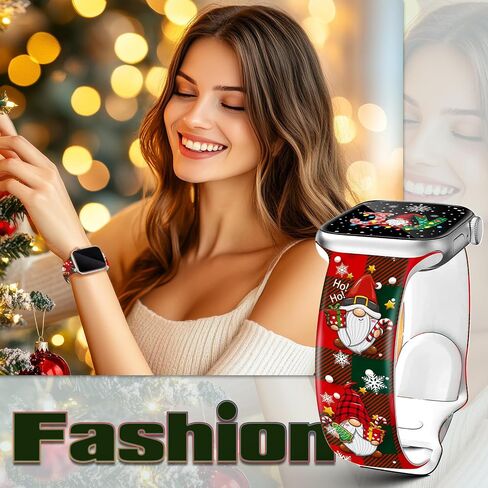 Christmas watch Bands for Apple Watch, Compatible with Series 1-11 SE SE3 Ultra, 38mm-49mm, Holiday Design with Santa, Snowman, Gnome, Reindeer, Plaid, Snowflake Pattern in Saudi Arabia