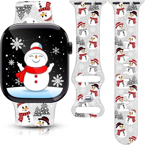 Christmas watch Bands for Apple Watch, Compatible with Series 1-11 SE SE3 Ultra, 38mm-49mm, Holiday Design with Santa, Snowman, Gnome, Reindeer, Plaid, Snowflake Pattern in Saudi Arabia