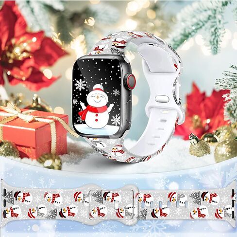 Christmas watch Bands for Apple Watch, Compatible with Series 1-11 SE SE3 Ultra, 38mm-49mm, Holiday Design with Santa, Snowman, Gnome, Reindeer, Plaid, Snowflake Pattern in Saudi Arabia