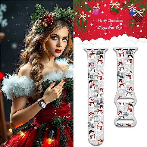 Christmas watch Bands for Apple Watch, Compatible with Series 1-11 SE SE3 Ultra, 38mm-49mm, Holiday Design with Santa, Snowman, Gnome, Reindeer, Plaid, Snowflake Pattern in Saudi Arabia