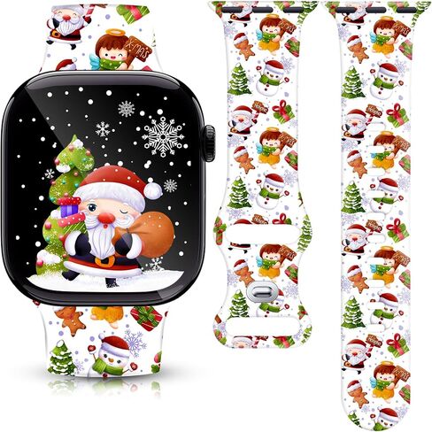 Christmas watch Bands for Apple Watch, Compatible with Series 1-11 SE SE3 Ultra, 38mm-49mm, Holiday Design with Santa, Snowman, Gnome, Reindeer, Plaid, Snowflake Pattern in Saudi Arabia